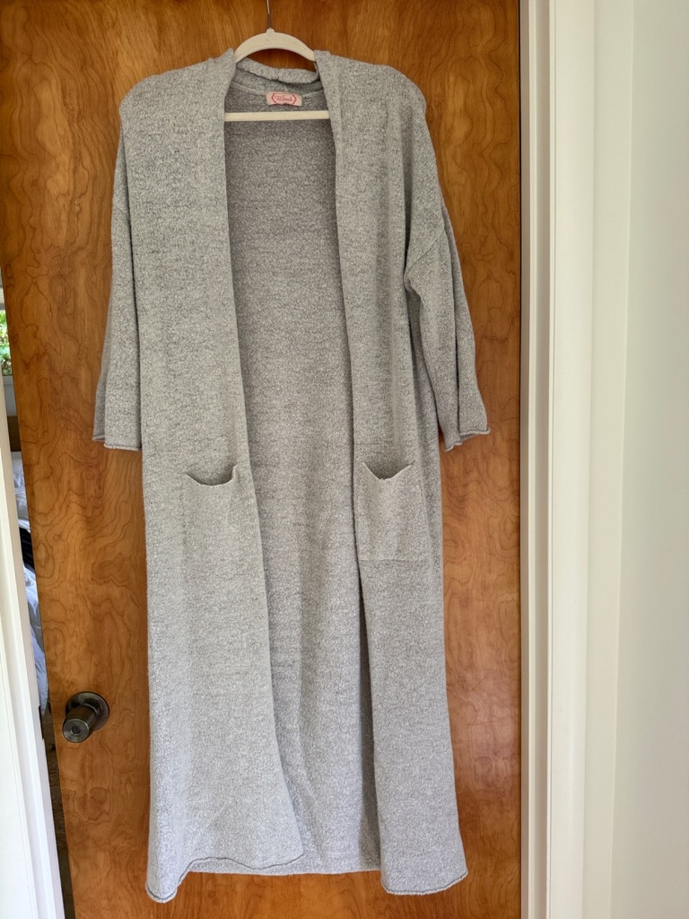 Blush Gray Open-Front Knit Cardigan